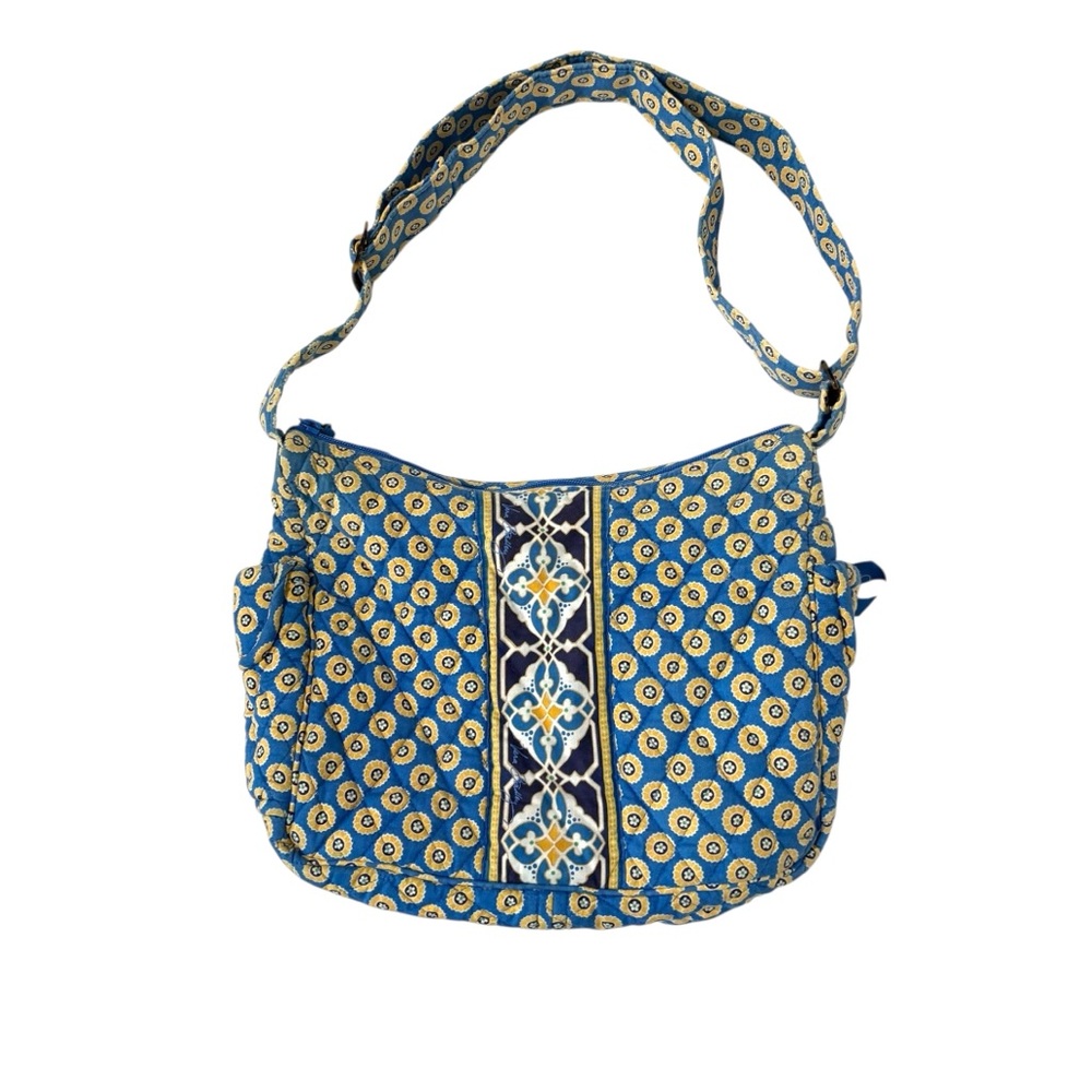 Vera Bradley Blue Yellow Quilted Boho‎ Shoulder Bag Preppy Travel Colorful